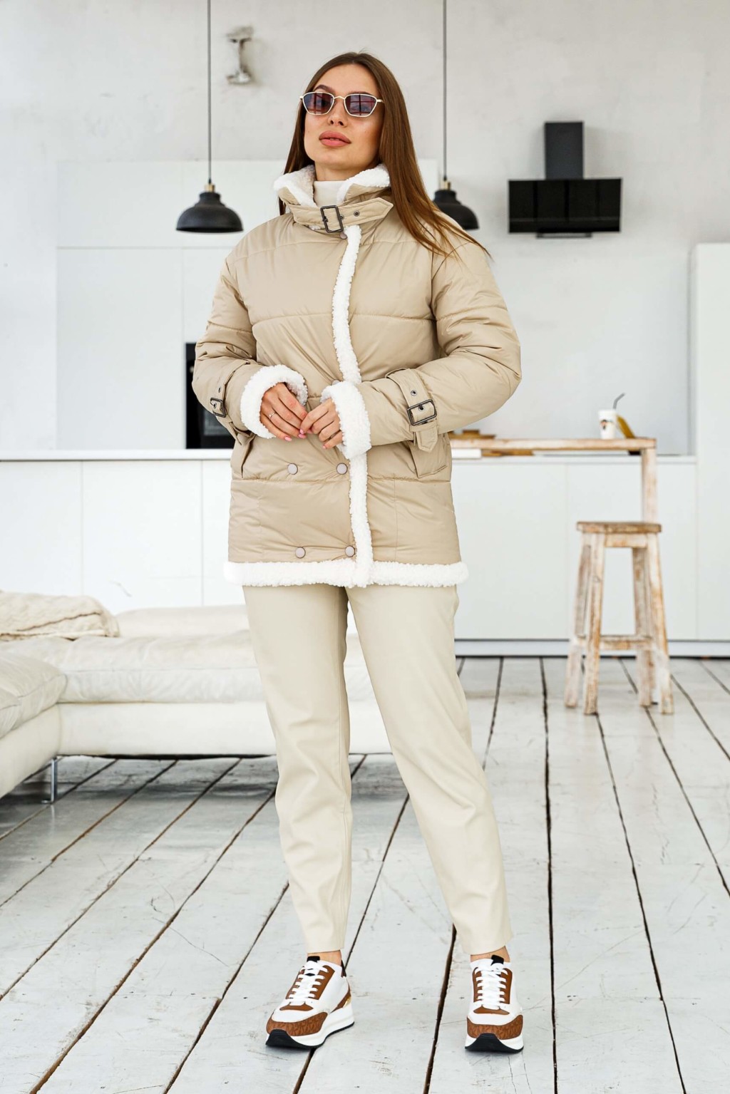 Демисезонная Куртка Mila Nova К-254 бежевый — изображение 4