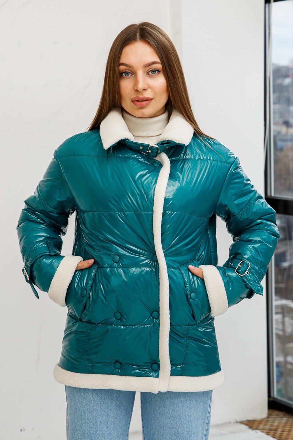 К-254bir Демисезонная Куртка Mila Nova К-254 бирюза — изображение 1