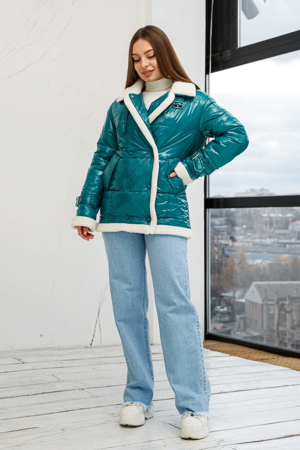 Демисезонная Куртка Mila Nova К-254 бирюза — изображение 2