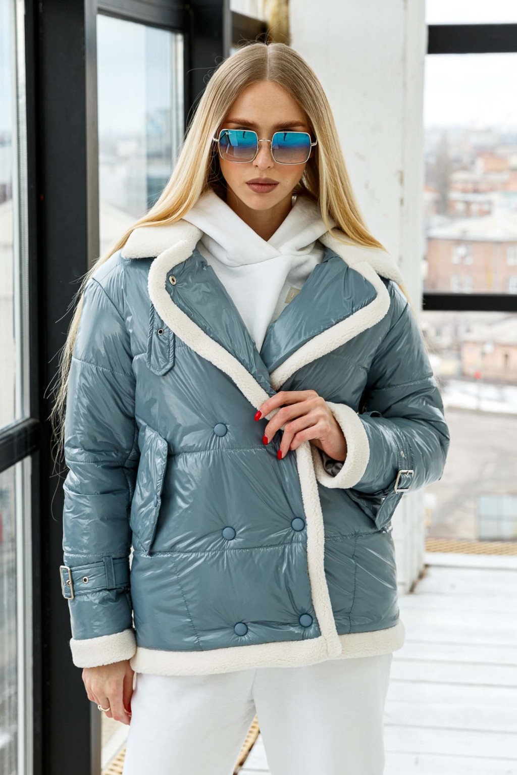 К-254Lakblue Демисезонная Куртка Mila Nova К-254 голубой — изображение 1