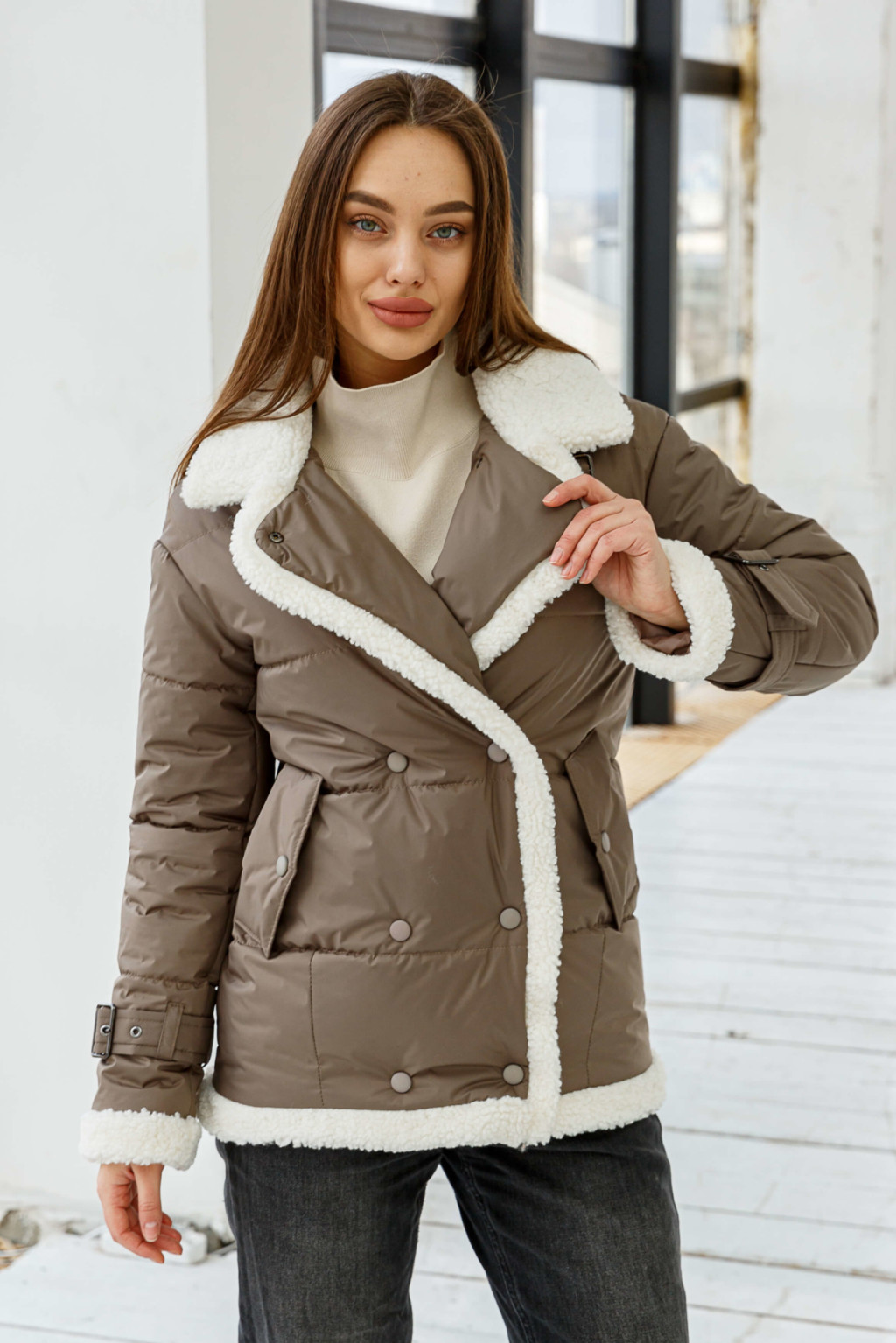 Демисезонная Куртка Mila Nova К-254 капучино — изображение 3