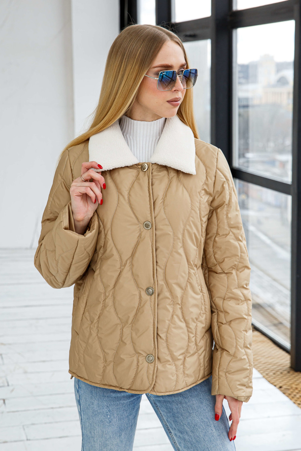 К-279kemel Демисезонная Куртка Mila Nova К-279 кэмел — изображение 1