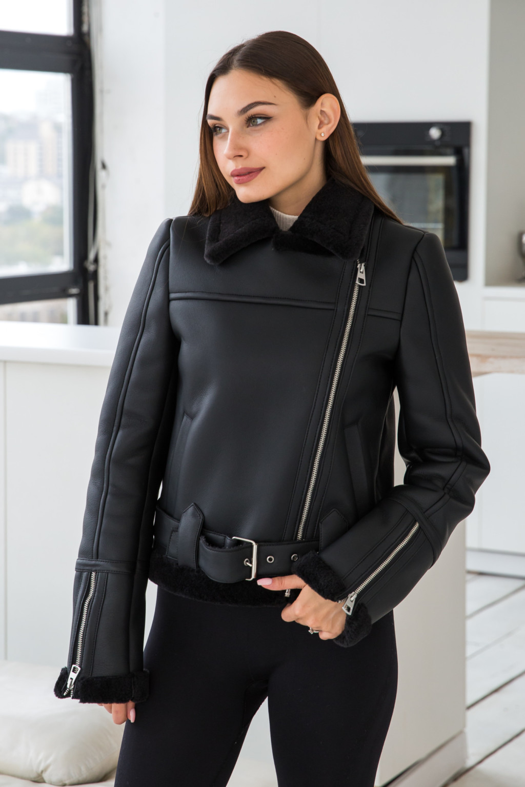 Дубленка Д-181 черный+черный — изображение 8