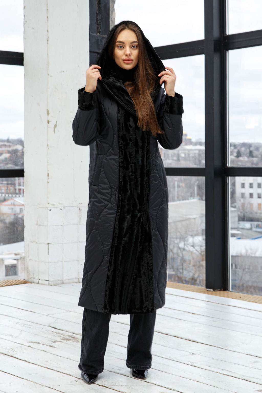 PV-131kap.poni.black3 Демисезонный Плащ Mila Nova ПВ-131кап.обр черный — изображение 1