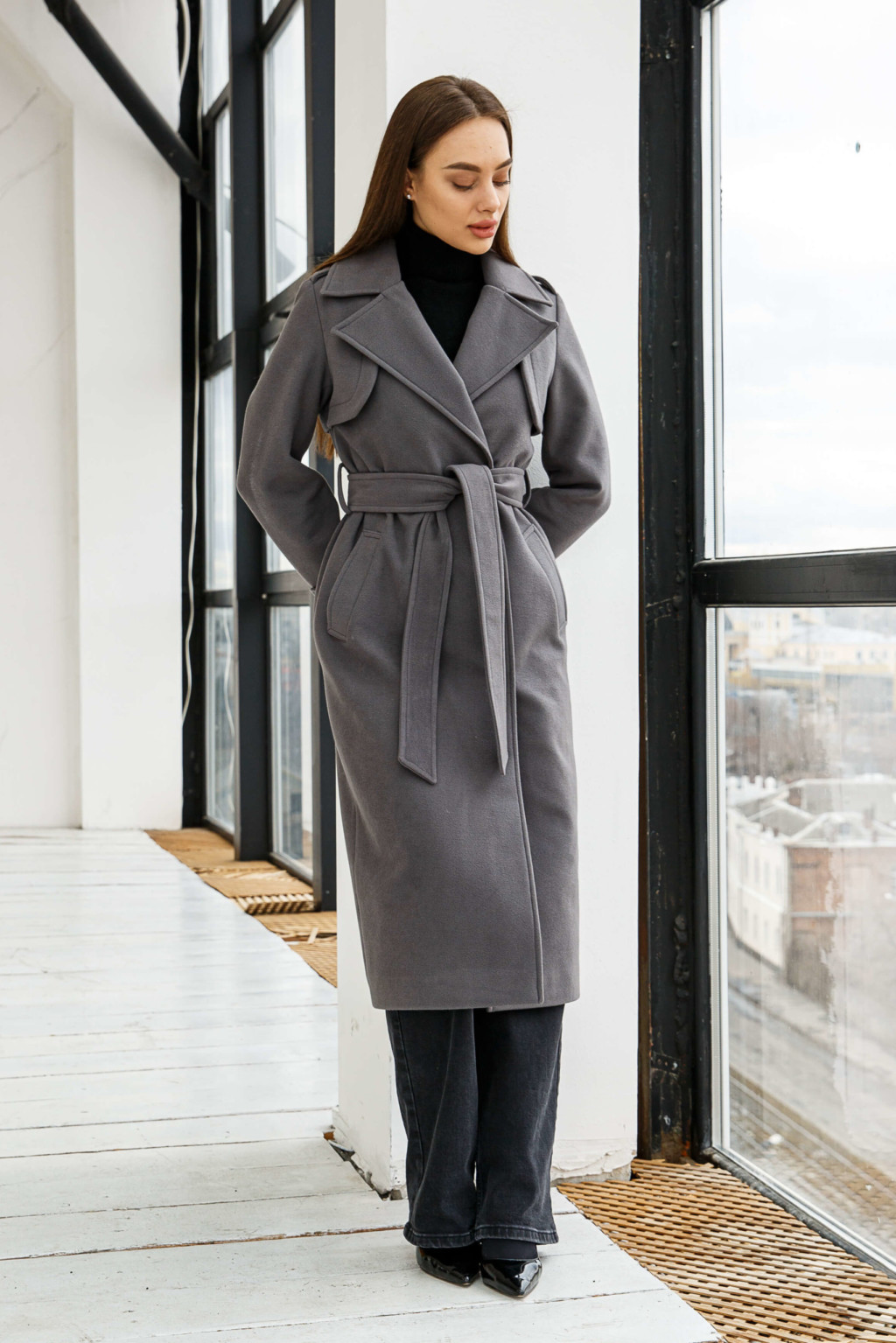 Демисезонное Пальто Mila Nova ПВ-310 темно-серый — изображение 1