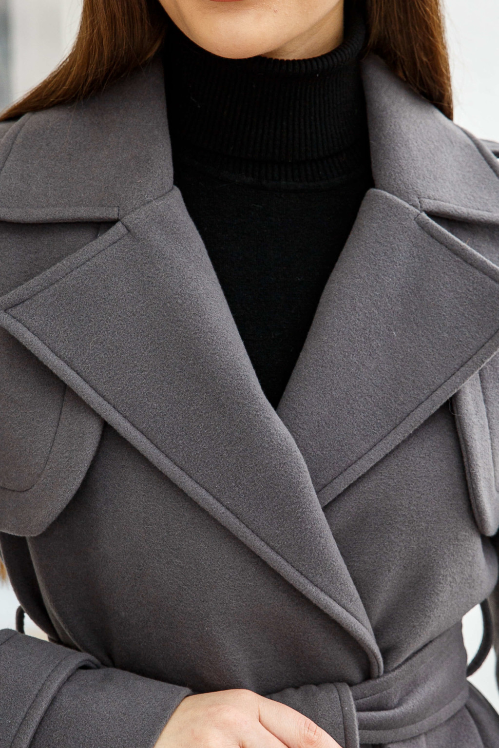 Демисезонное Пальто Mila Nova ПВ-310 темно-серый — изображение 4