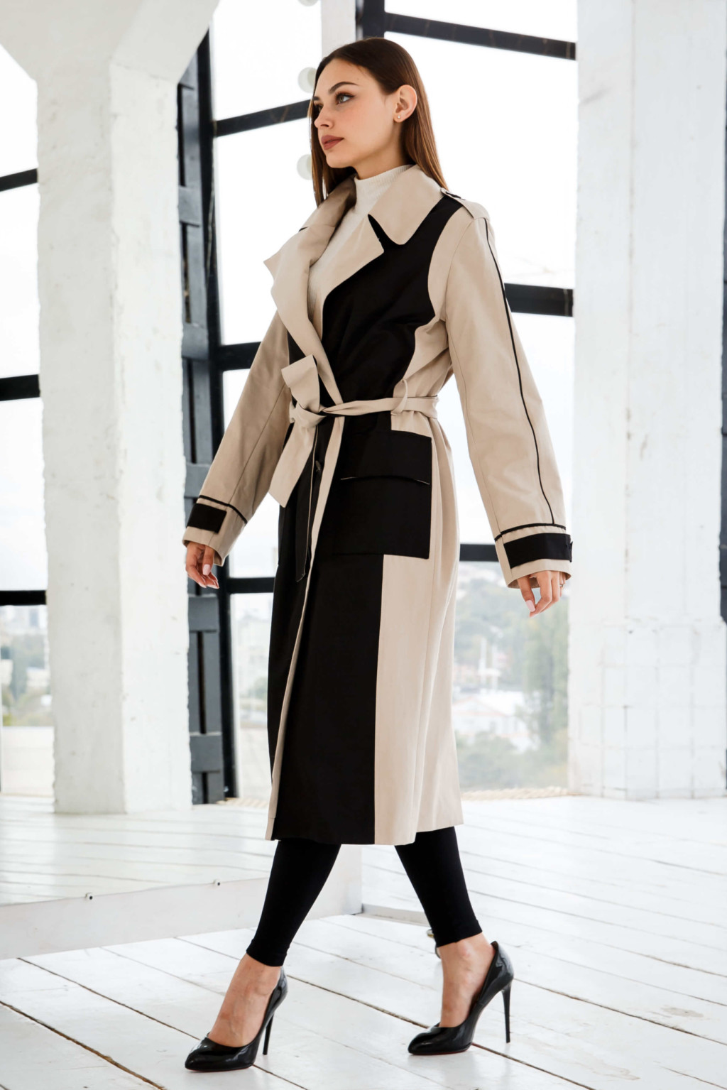 Демисезонный Тренч Mila Nova Q-102 бежевый — изображение 3