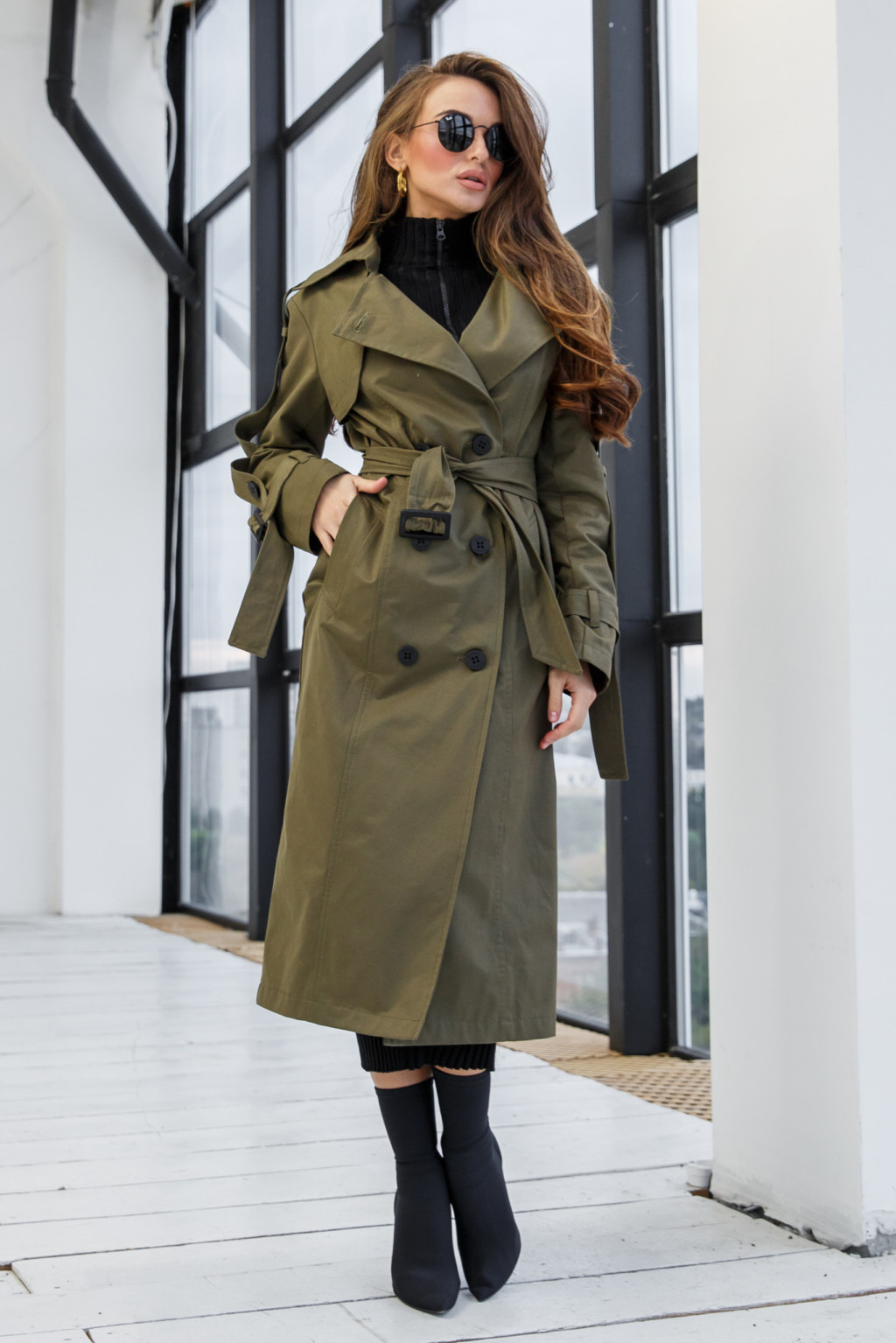 Демисезонный тренч Mila Nova Q-44 хаки — изображение 5
