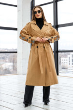 Демисезонный тренч Mila Nova Q-84 кэмел+рыжая клетка