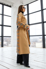 Демисезонный тренч Mila Nova Q-84 кэмел+рыжая клетка — изображение 2