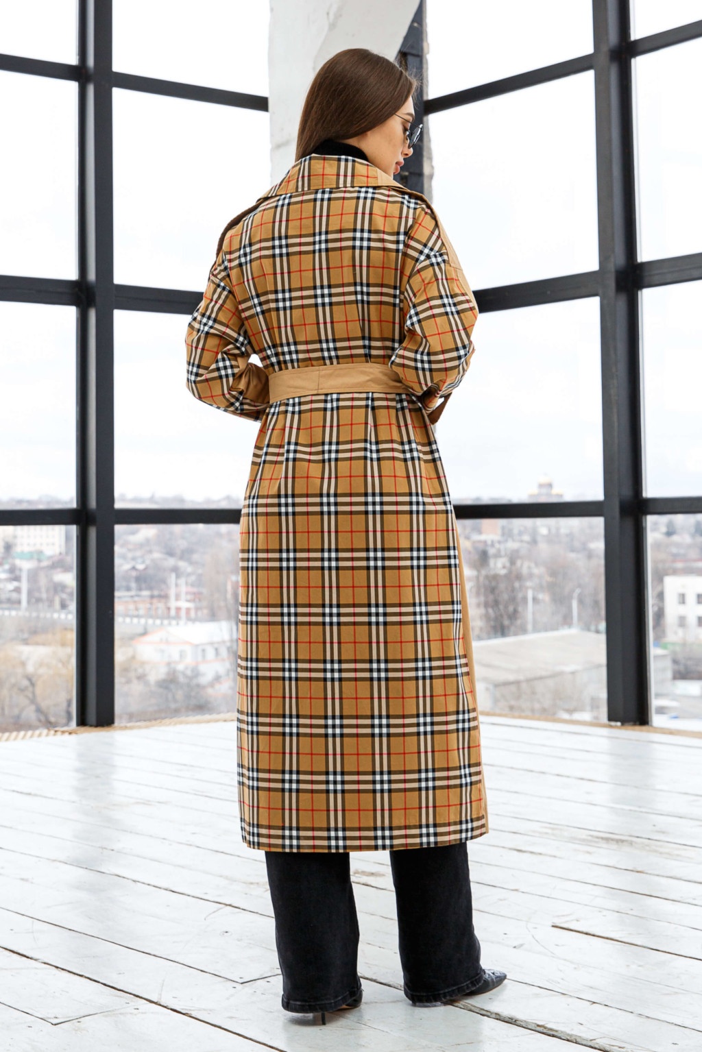 Демисезонный тренч Mila Nova Q-84 кэмел+рыжая клетка — изображение 3