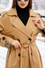 Демисезонный тренч Mila Nova Q-84 кэмел+рыжая клетка — изображение 4