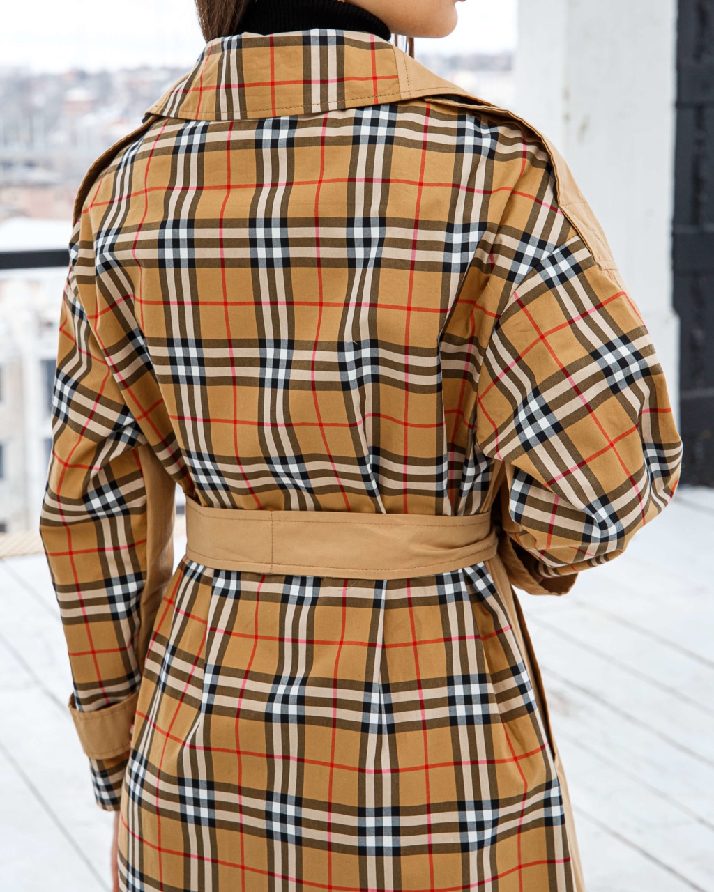 Демісезонний тренч Mila Nova Q-84 кемел+руда клітинка - Зображення 6