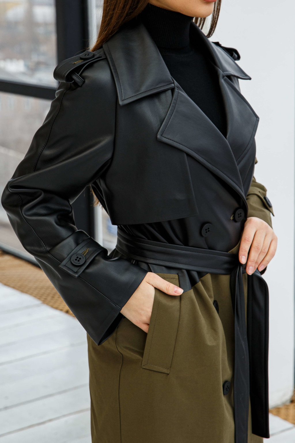 Демисезонный Тренч Mila Nova Q-94 хаки — изображение 3