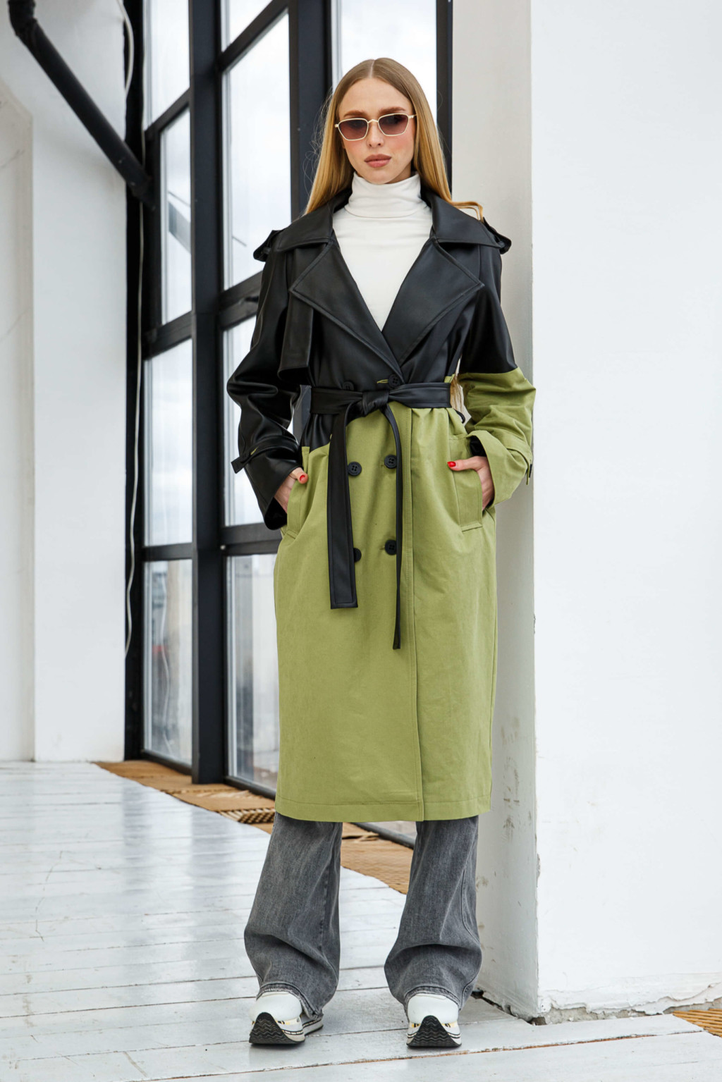 Демисезонный Тренч Mila Nova Q-94 оливка — изображение 1