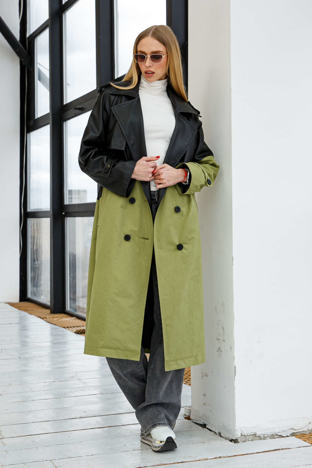 Демисезонный Тренч Mila Nova Q-94 оливка — изображение 2