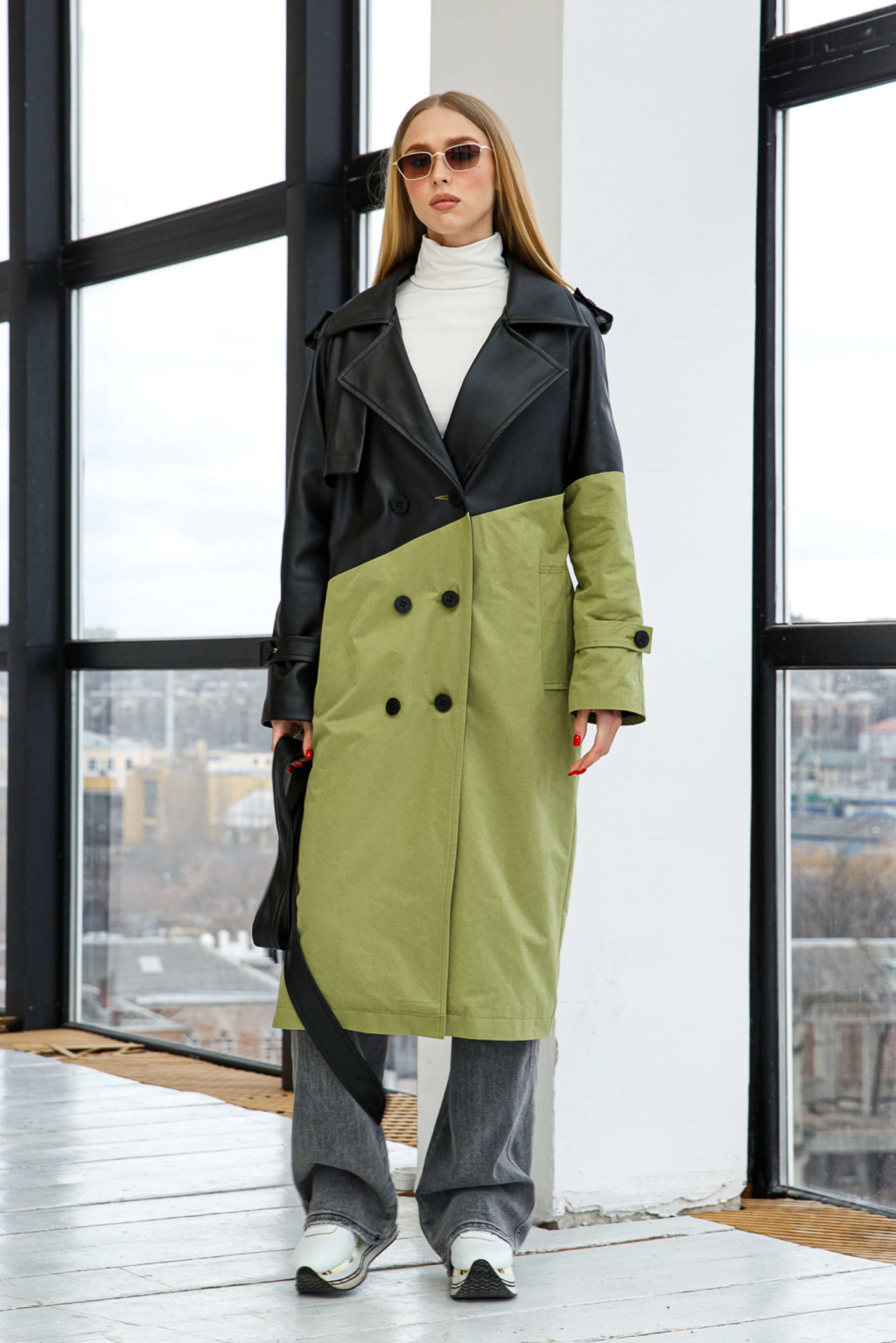 Демисезонный Тренч Mila Nova Q-94 оливка — изображение 4