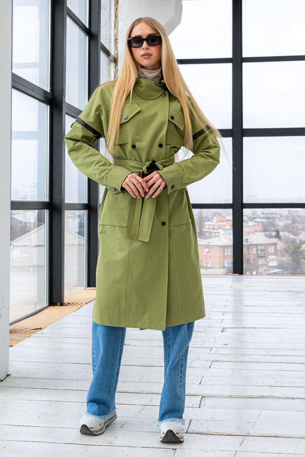 Демисезонный тренч Mila Nova Q-85 оливка — изображение 2