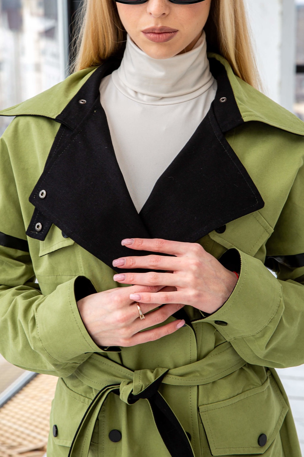 Демисезонный тренч Mila Nova Q-85 оливка — изображение 5