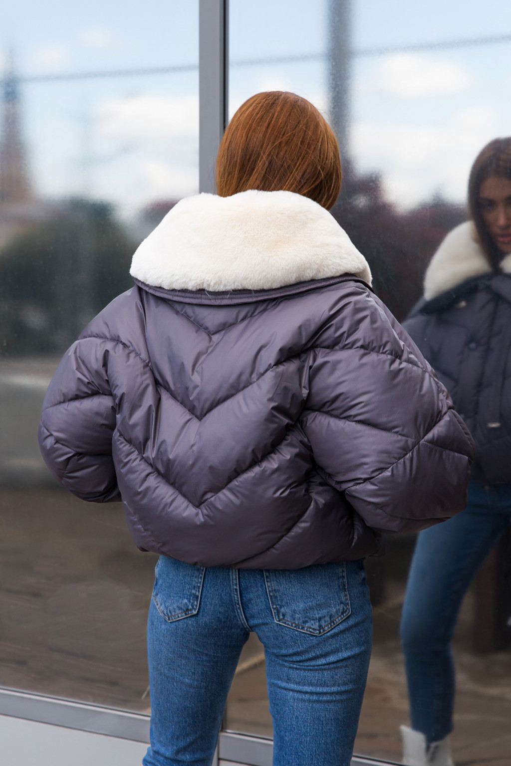 Зимняя куртка Mila Nova К-286 серый — изображение 5