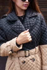 Демисезонный плащ Mila Nova ПВ-320 бежевый+черный — изображение 2