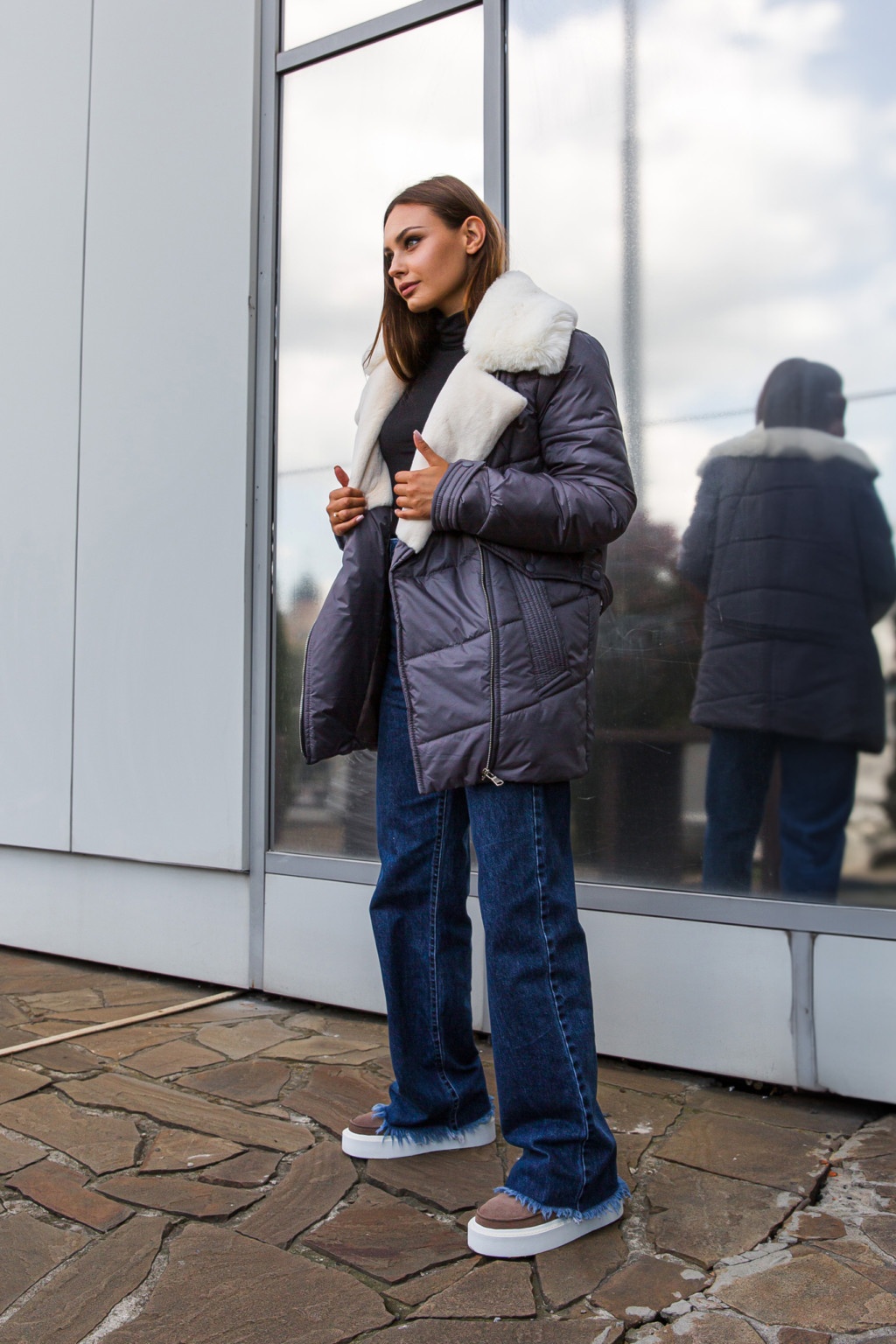 Зимняя куртка Mila Nova К-258 серый — изображение 3