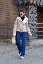 Зимняя дубленка Mila Nova Д-181 бежевый