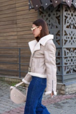 Зимняя дубленка Mila Nova Д-181 бежевый — изображение 5