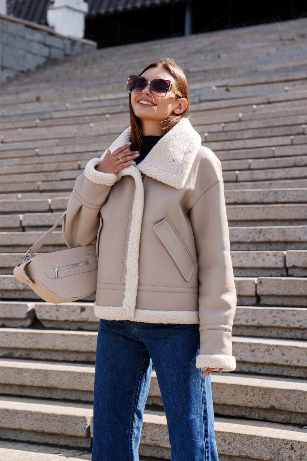 Зимняя дубленка Mila Nova Д-206  бежевый — изображение 2