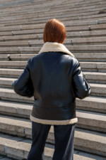 Зимняя дубленка Mila Nova Д-206  черный+бежевый — изображение 3