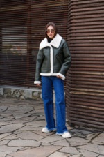 Зимняя дубленка Mila Nova Д-206  хаки