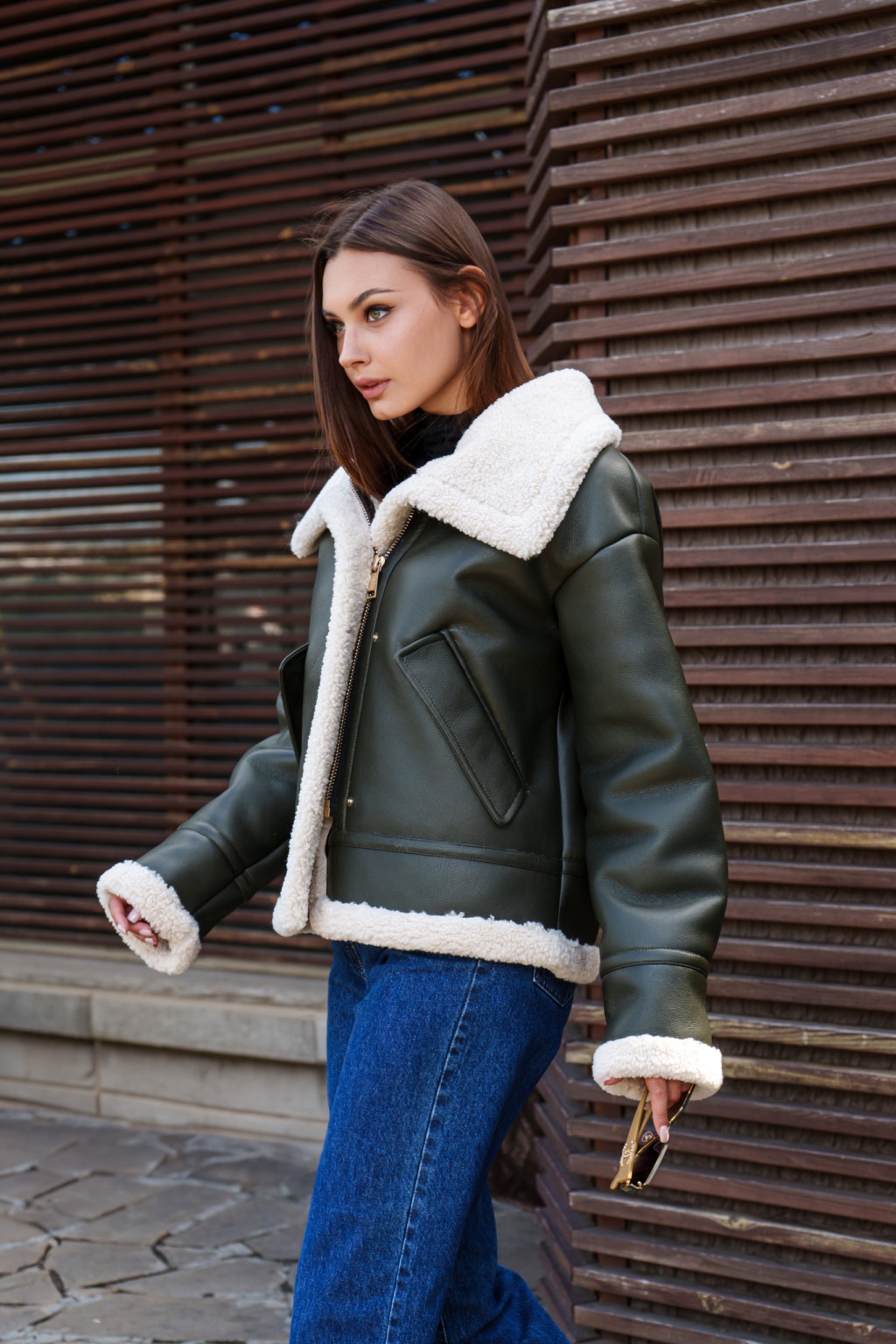 Зимняя дубленка Mila Nova Д-206  хаки — изображение 3