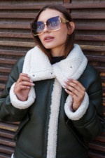 Зимняя дубленка Mila Nova Д-206  хаки — изображение 2