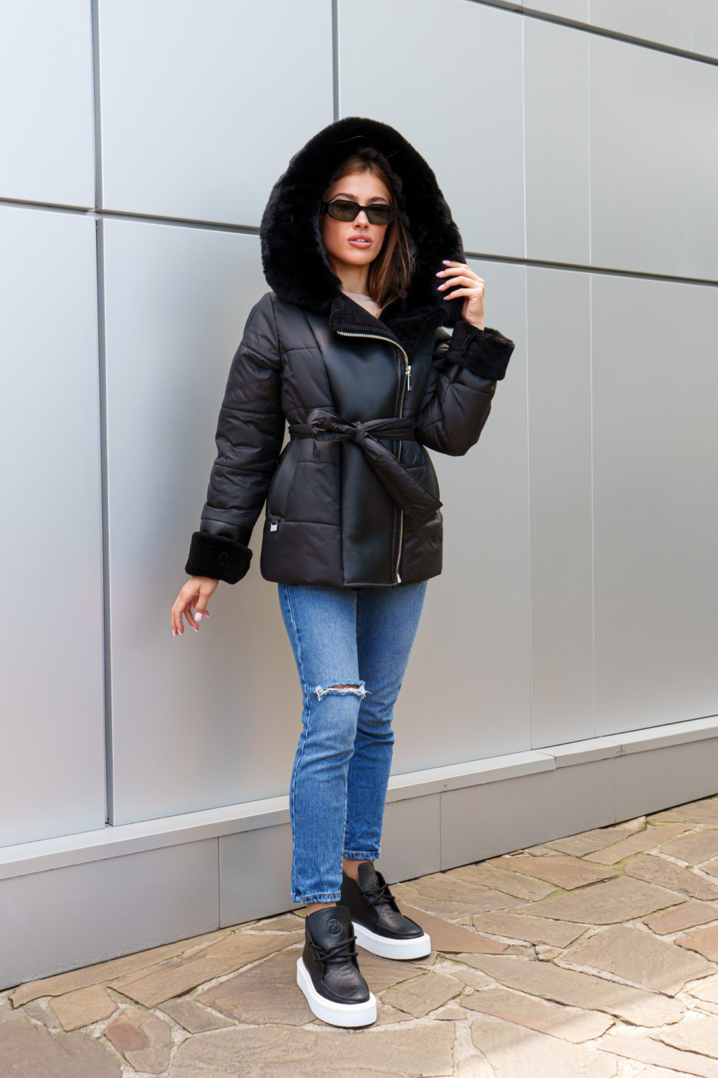 Зимняя куртка Mila Nova К-288 черный+черный — изображение 5