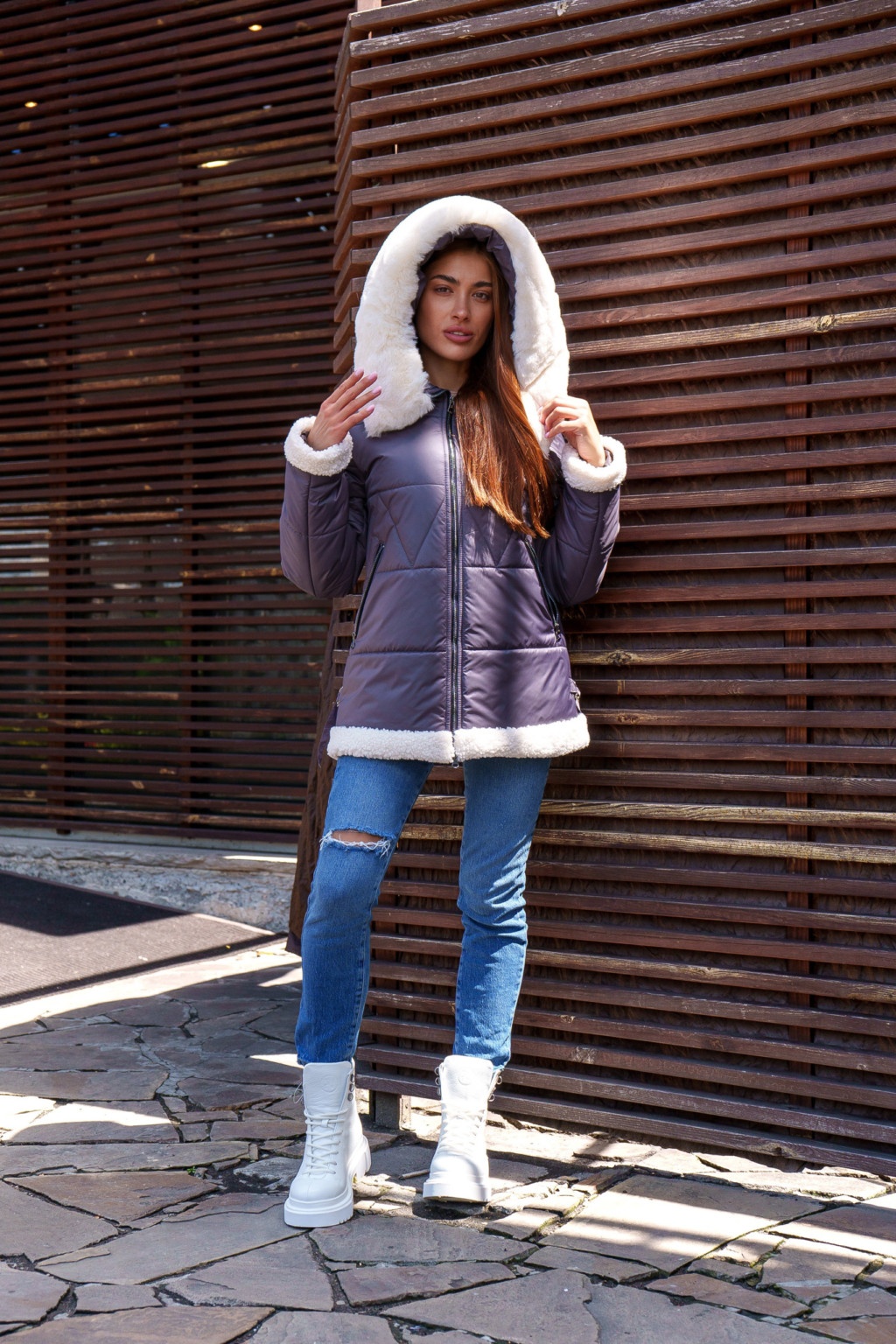 Зимняя куртка Mila Nova К-291 серый — изображение 2