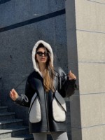 Зимняя дубленка Mila Nova Д-209  черный+белый — изображение 4