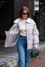 Демисезонная куртка Mila Nova К-309 серый — изображение 8