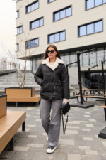 Демисезонная куртка Mila Nova К-311 черный+белый — изображение 3