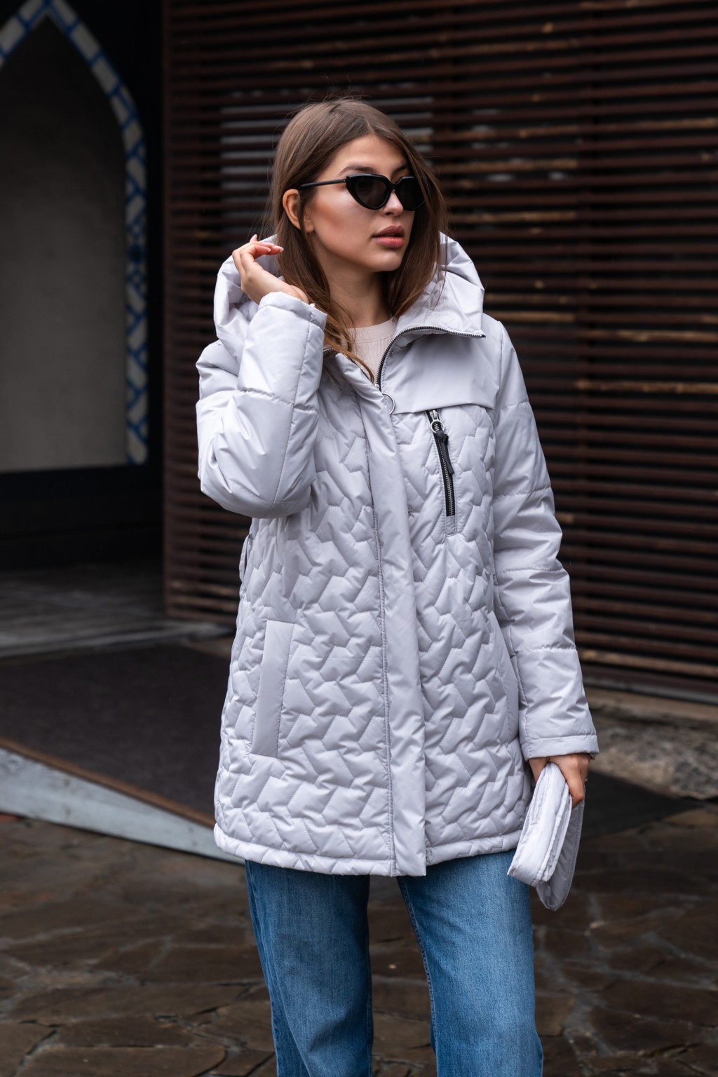 Демисезонная куртка Mila Nova К-320 серый — изображение 3