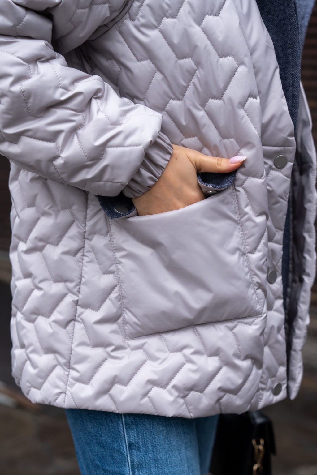 Демисезонная куртка Mila Nova К-317 серый — изображение 2