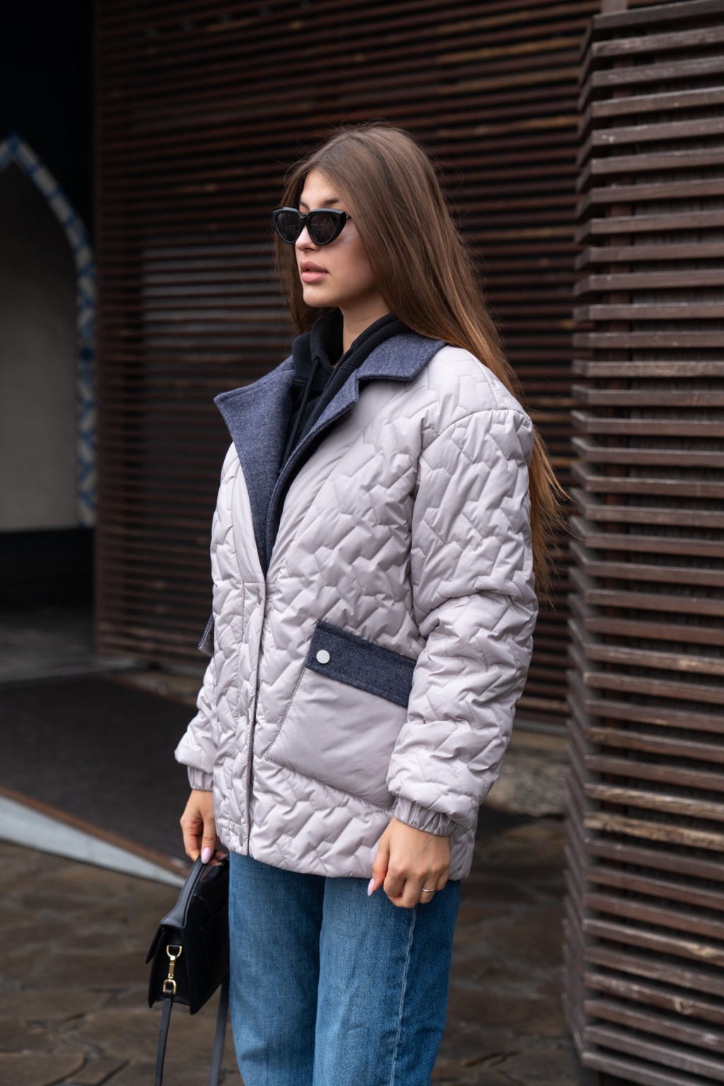 Демисезонная куртка Mila Nova К-317 серый — изображение 3