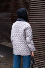 Демисезонная куртка Mila Nova К-317 серый — изображение 4