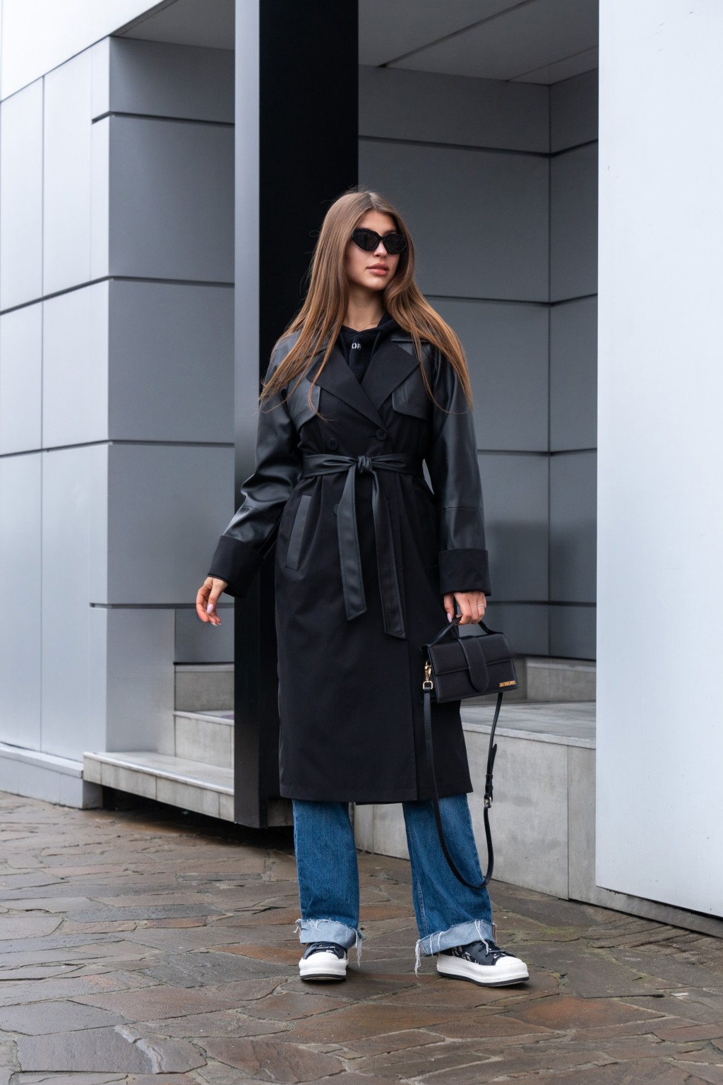 Q-96черный_черный_1 Демисезонный плащ Mila Nova Q-96 черный — изображение 1