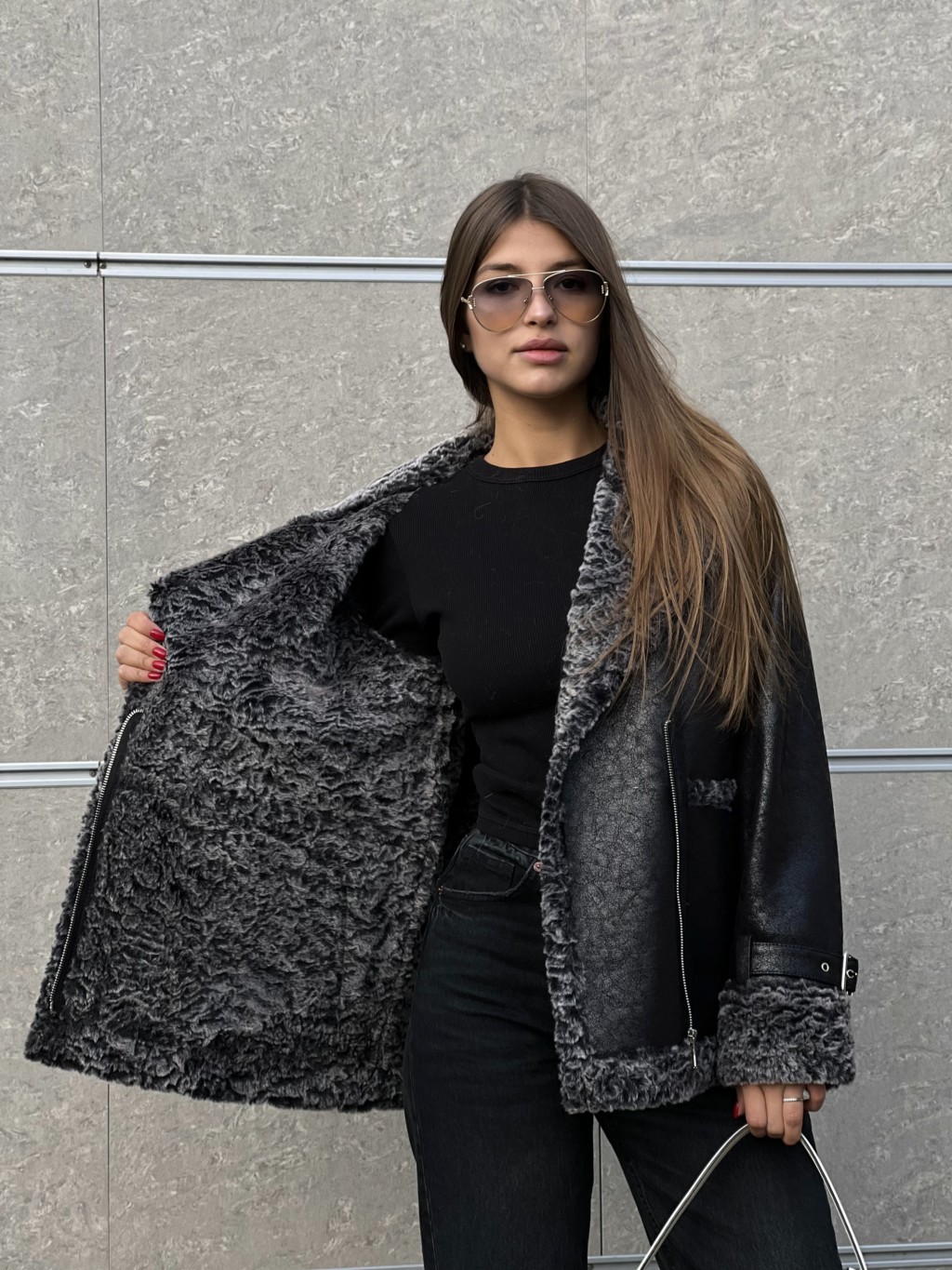 Зимняя дубленка Mila Nova Д-211б черный — изображение 4