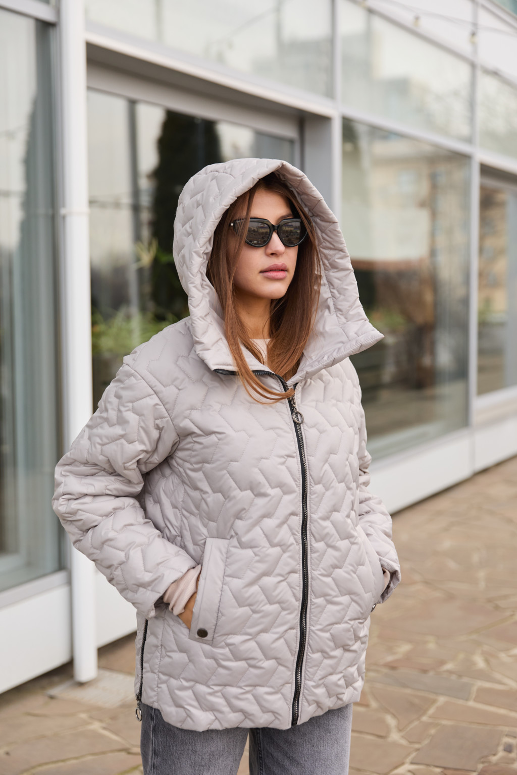 Демисезонная куртка Mila Nova К-318 серый — изображение 2