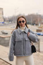 Демисезонная куртка Mila Nova К-330 серый — изображение 7