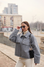 Демисезонная куртка Mila Nova К-330 серый — изображение 3