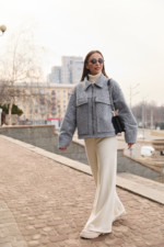 Демисезонная куртка Mila Nova К-330 серый — изображение 2