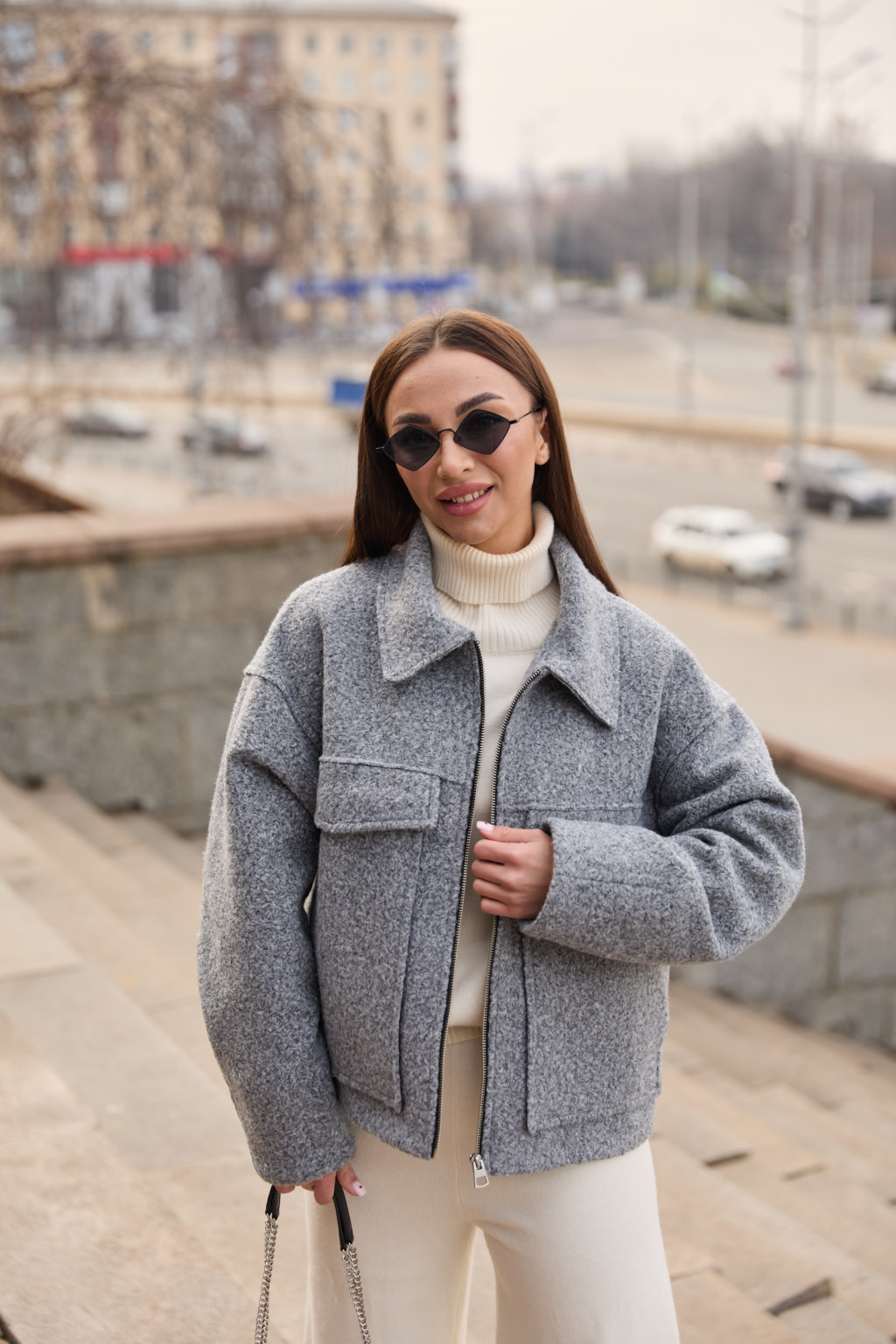 Демисезонная куртка Mila Nova К-330 серый — изображение 5