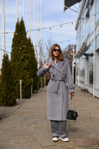 Демисезонное пальто Mila Nova ПВ-345серый